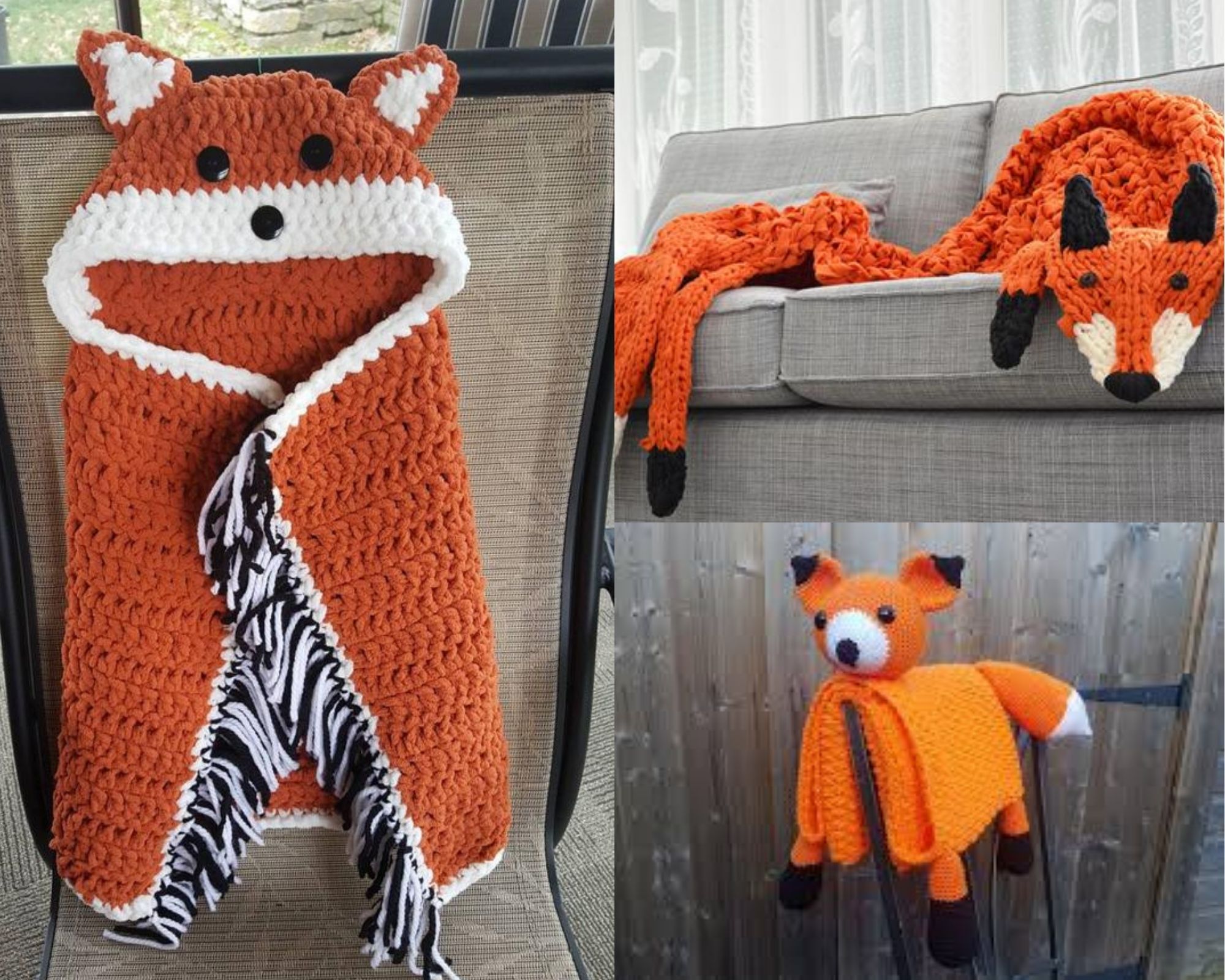 crochet fox blanket