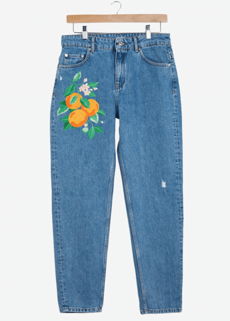 Embroidery orange blossom pants