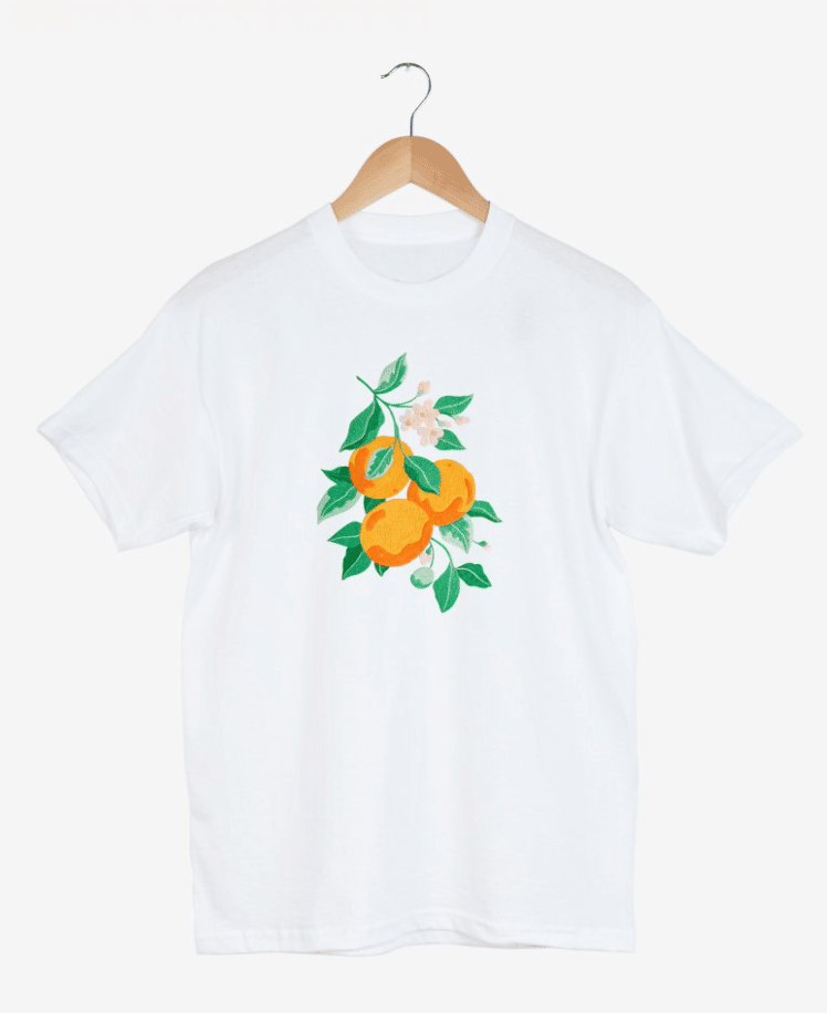 Embroidery orange blossom t shirt