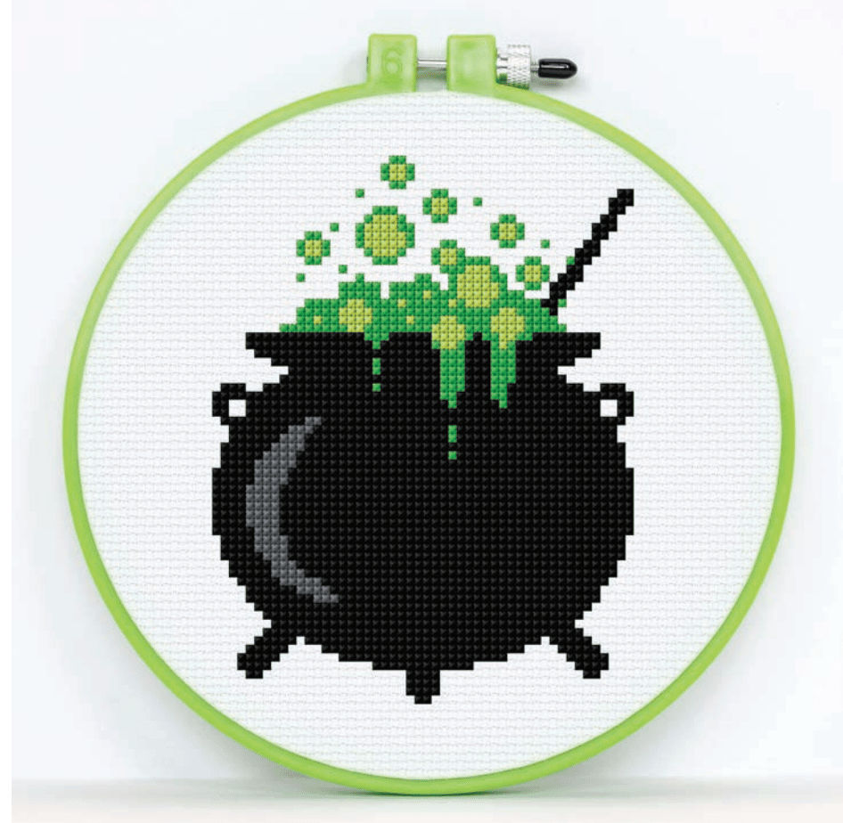 halloween cauldron cross stitch